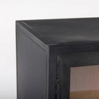 Armoire d'appoint Sloan en bois massif brun foncé avec cadre en métal noir