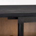 Armoire d'appoint Sloan en bois massif brun foncé avec cadre en métal noir