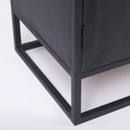 Armoire d'appoint Sloan en bois massif brun foncé avec cadre en métal noir