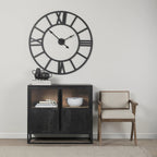 Armoire d'appoint Sloan en bois massif brun foncé avec cadre en métal noir