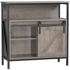 HOMCOM Buffet de ferme, meuble de cuisine, avec porte coulissante de style grange et étagère réglable pour salon, gris