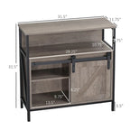 HOMCOM Buffet de ferme, meuble de cuisine, avec porte coulissante de style grange et étagère réglable pour salon, gris