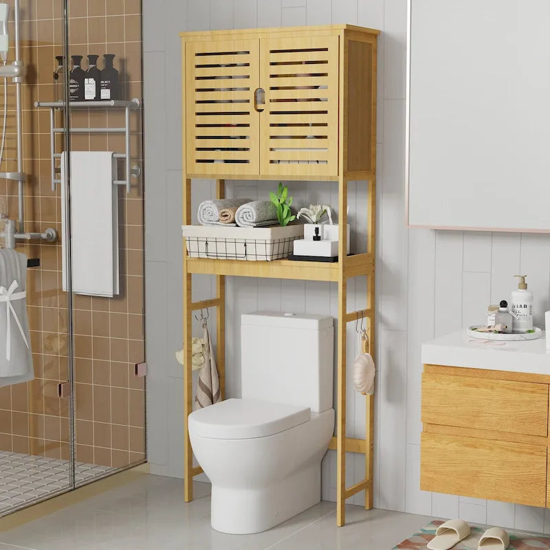 Meuble de rangement pour salle de bain au-dessus des toilettes avec portes et étagères - 25 x 10 x 69