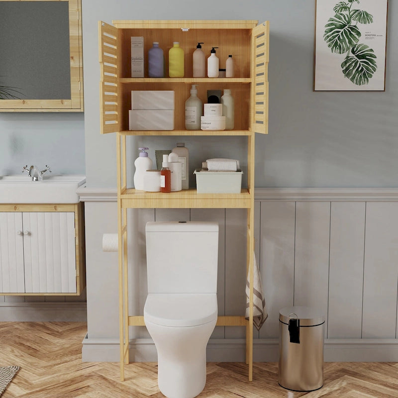 Meuble de rangement pour salle de bain au-dessus des toilettes avec portes et étagères - 25 x 10 x 69