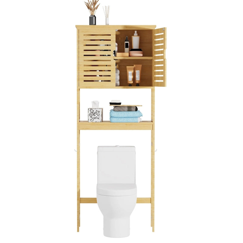 Meuble de rangement pour salle de bain au-dessus des toilettes avec portes et étagères - 25 x 10 x 69
