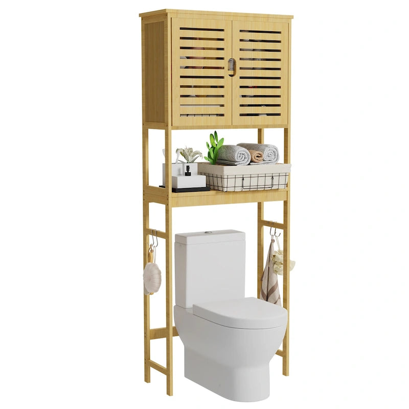 Meuble de rangement pour salle de bain au-dessus des toilettes avec portes et étagères - 25 x 10 x 69