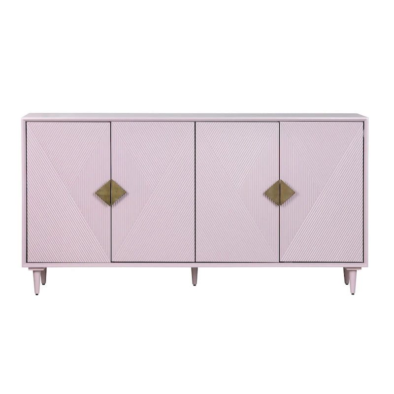 Buffet en bois à quatre portes avec accents dorés, violet lilas - 72