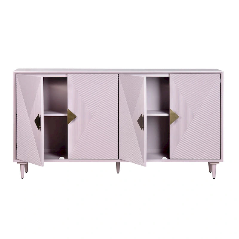 Buffet en bois à quatre portes avec accents dorés, violet lilas - 72