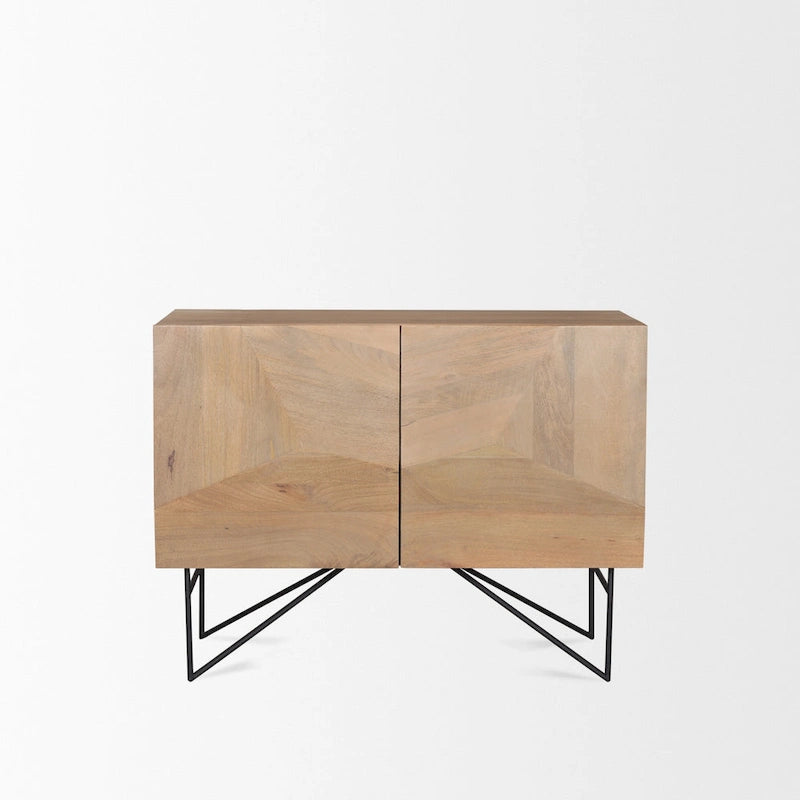Meuble d'appoint Darwin en bois marron clair à 2 portes et 2 étagères – 44.0L x 17.5P x 30.0H