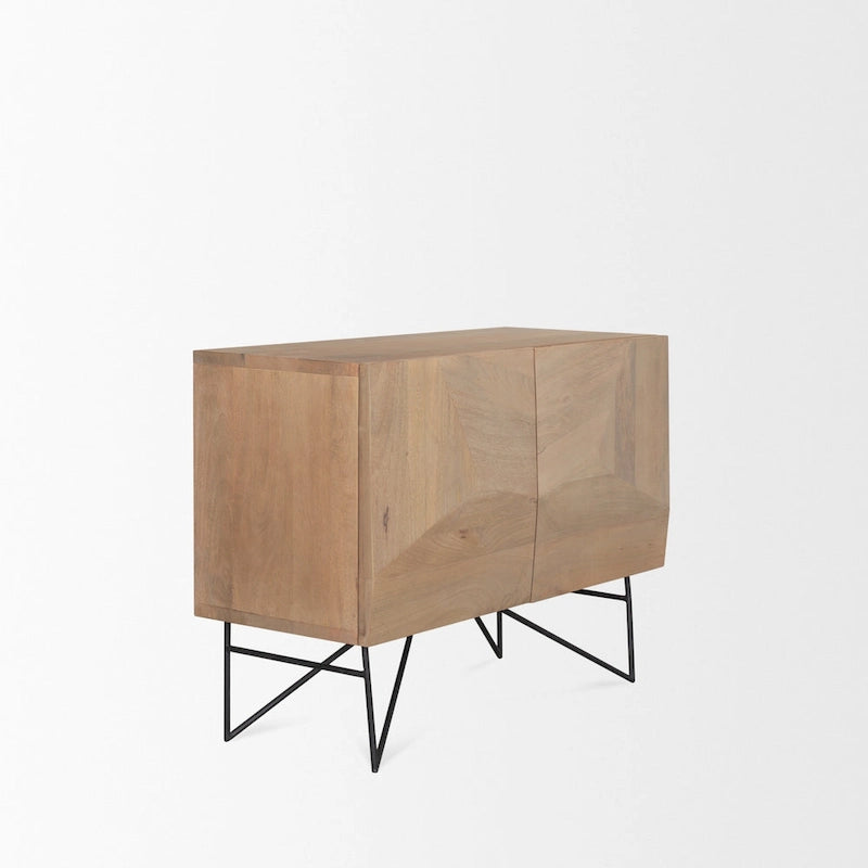 Meuble d'appoint Darwin en bois marron clair à 2 portes et 2 étagères – 44.0L x 17.5P x 30.0H