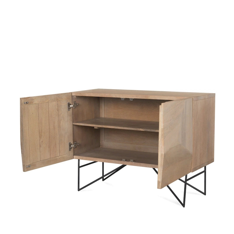 Meuble d'appoint Darwin en bois marron clair à 2 portes et 2 étagères – 44.0L x 17.5P x 30.0H