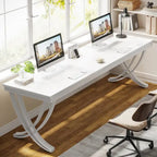 78,74 Bureau d'ordinateur double extra-long avec pieds métalliques uniques pour bureau à domicile