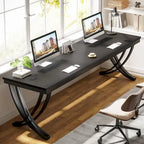 78,74 Bureau d'ordinateur double extra-long avec pieds métalliques uniques pour bureau à domicile