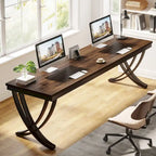 78,74 Bureau d'ordinateur double extra-long avec pieds métalliques uniques pour bureau à domicile