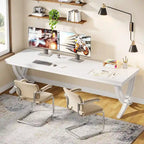 78,74 Bureau d'ordinateur double extra-long avec pieds métalliques uniques pour bureau à domicile