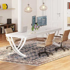 78,74 Bureau d'ordinateur double extra-long avec pieds métalliques uniques pour bureau à domicile