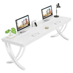 78,74 Bureau d'ordinateur double extra-long avec pieds métalliques uniques pour bureau à domicile