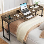Table de lit réglable en hauteur avec roulettes, Chariot mobile pour ordinateur portable avec prises et ports USB