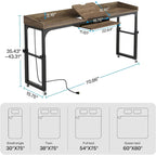 Table de lit réglable en hauteur avec roulettes, Chariot mobile pour ordinateur portable avec prises et ports USB