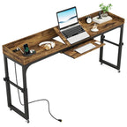 Table de lit réglable en hauteur avec roulettes, Chariot mobile pour ordinateur portable avec prises et ports USB