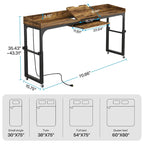 Table de lit réglable en hauteur avec roulettes, Chariot mobile pour ordinateur portable avec prises et ports USB