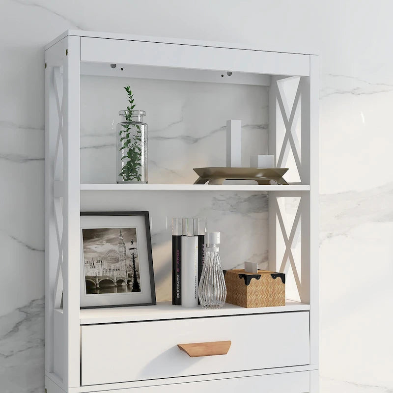 Meuble de rangement WC avec un tiroir et 2 étagères