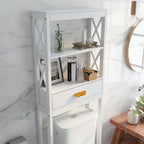 Meuble de rangement WC avec un tiroir et 2 étagères