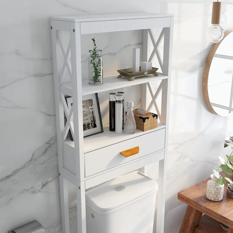 Meuble de rangement WC avec un tiroir et 2 étagères