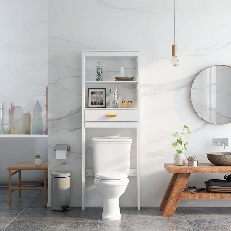 Meuble de rangement WC avec un tiroir et 2 étagères