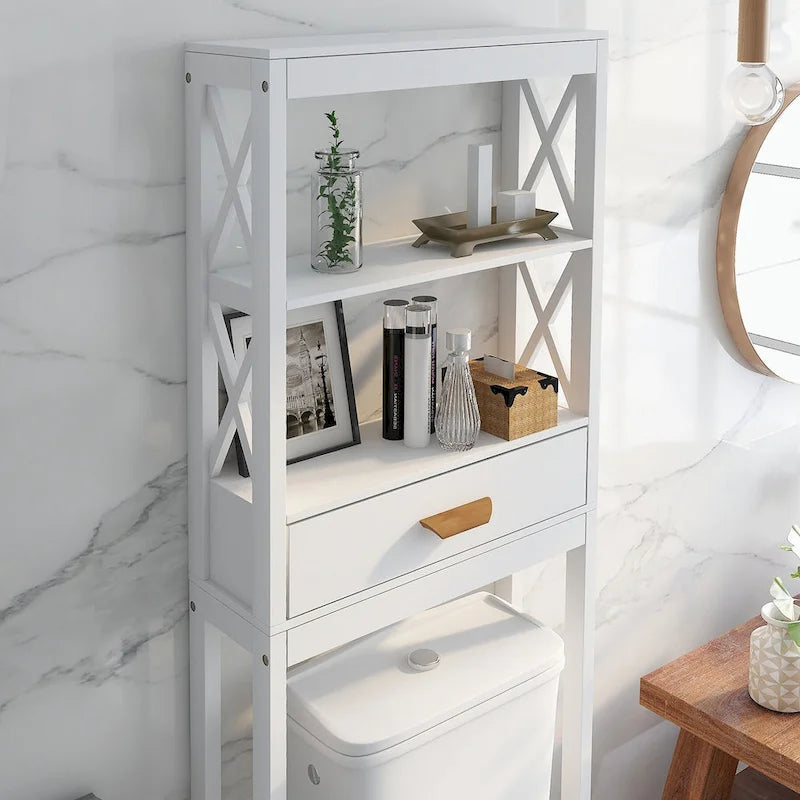 Meuble de rangement WC avec un tiroir et 2 étagères