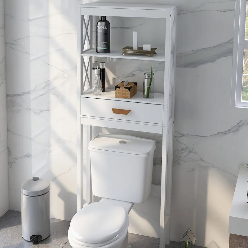 Meuble de rangement WC avec un tiroir et 2 étagères