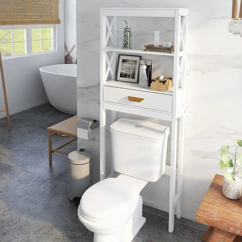 Meuble de rangement WC avec un tiroir et 2 étagères