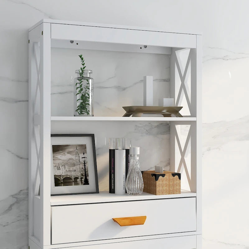 Meuble de rangement WC avec un tiroir et 2 étagères
