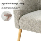 Fauteuil Sheila Modern 30 W Boucle avec pieds en bois massif, lot de 2, par HULALA HOME