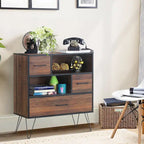 Buffet de Rangement Polyvalent avec Pieds en Métal et Tiroirs - 35.5 x 15.5 x 40 (L x l x H)