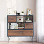 Buffet de Rangement Polyvalent avec Pieds en Métal et Tiroirs - 35.5 x 15.5 x 40 (L x l x H)