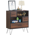 Buffet de Rangement Polyvalent avec Pieds en Métal et Tiroirs - 35.5 x 15.5 x 40 (L x l x H)