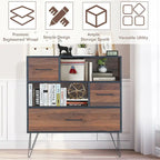 Buffet de Rangement Polyvalent avec Pieds en Métal et Tiroirs - 35.5 x 15.5 x 40 (L x l x H)