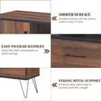 Buffet de Rangement Polyvalent avec Pieds en Métal et Tiroirs - 35.5 x 15.5 x 40 (L x l x H)