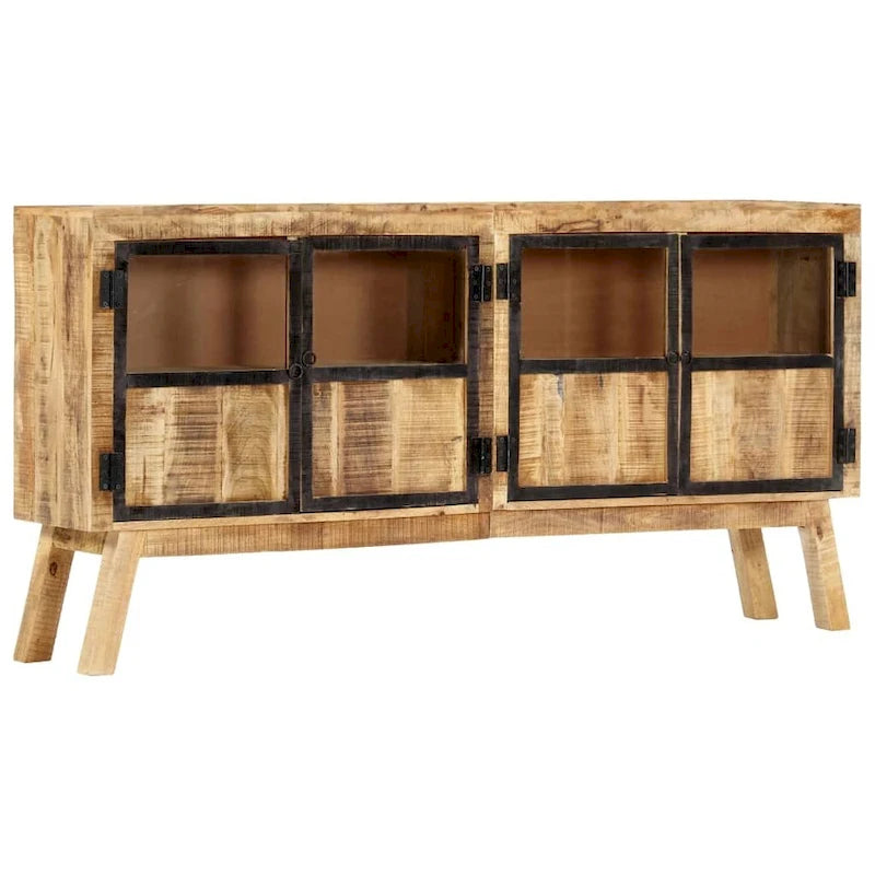 vidaXL Sideboard Brown and Black 63x11.8x31.5 Solid Rough Mango Wood