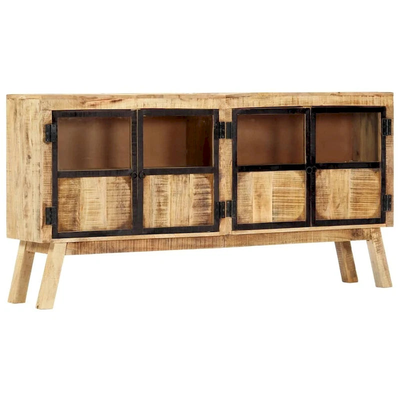 vidaXL Buffet marron et noir 63x11,8x31,5 cm Bois de manguier brut massif