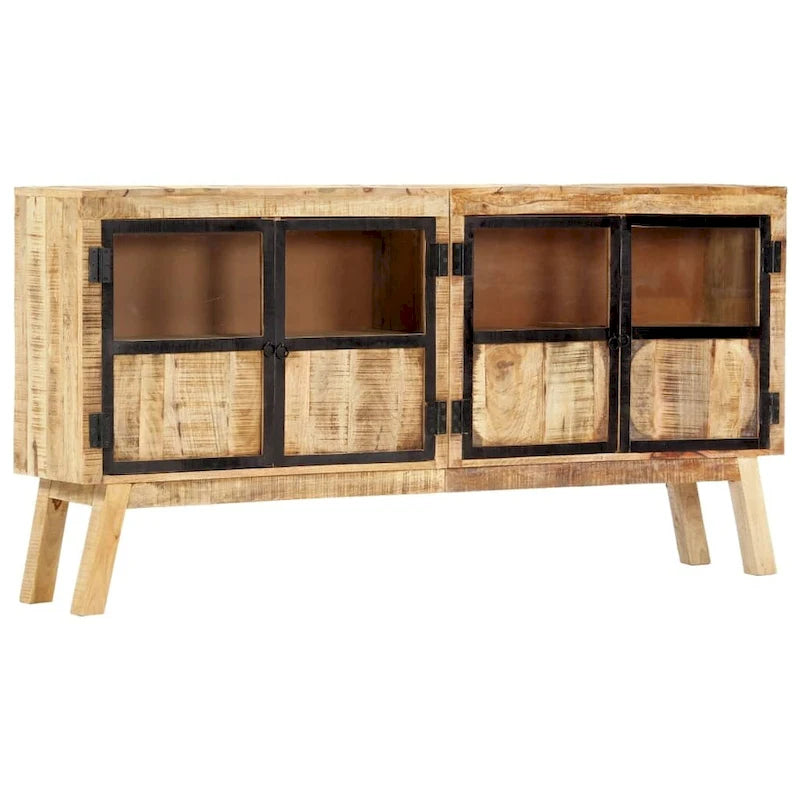 vidaXL Buffet marron et noir 63x11,8x31,5 cm Bois de manguier brut massif
