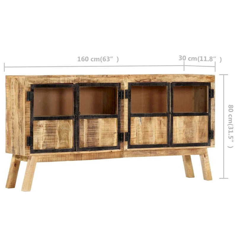 vidaXL Buffet marron et noir 63x11,8x31,5 cm Bois de manguier brut massif