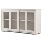 Buffet moderne en bois blanc crème avec porte coulissante en verre - 42L x 13.0P x 24.5H
