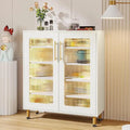 Buffet avec Rangement, Buffet d'Appoint Moderne avec Portes en Acrylique et Lumière LED - N/A