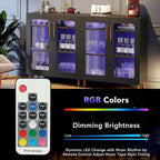 Buffet avec Rangement, Buffet d'Appoint Moderne avec Portes en Acrylique et Lumière LED - N/A