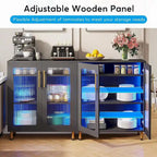 Buffet avec Rangement, Buffet d'Appoint Moderne avec Portes en Acrylique et Lumière LED - N/A