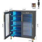 Buffet avec Rangement, Buffet d'Appoint Moderne avec Portes en Acrylique et Lumière LED - N/A