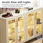 Buffet avec Rangement, Buffet d'Appoint Moderne avec Portes en Acrylique et Lumière LED - N/A