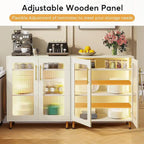Buffet avec Rangement, Buffet d'Appoint Moderne avec Portes en Acrylique et Lumière LED - N/A